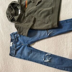Abercrombie Kids Distressed Blue Jeans and Relaxed fit hoodie